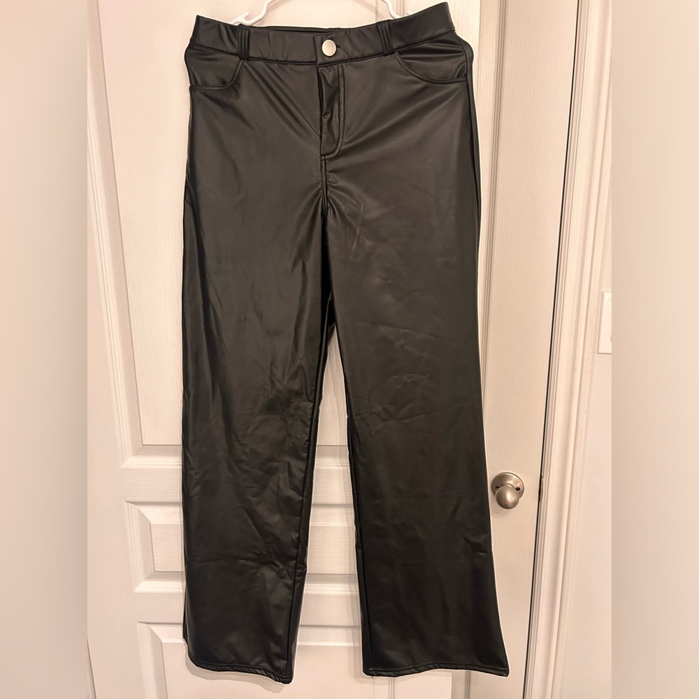 Womens Black Faux Leather Pants